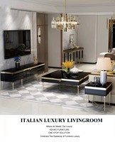 Meuble tv de luxe italien, support tv moderne et brillant, avec pieds en métal doré, pour salon