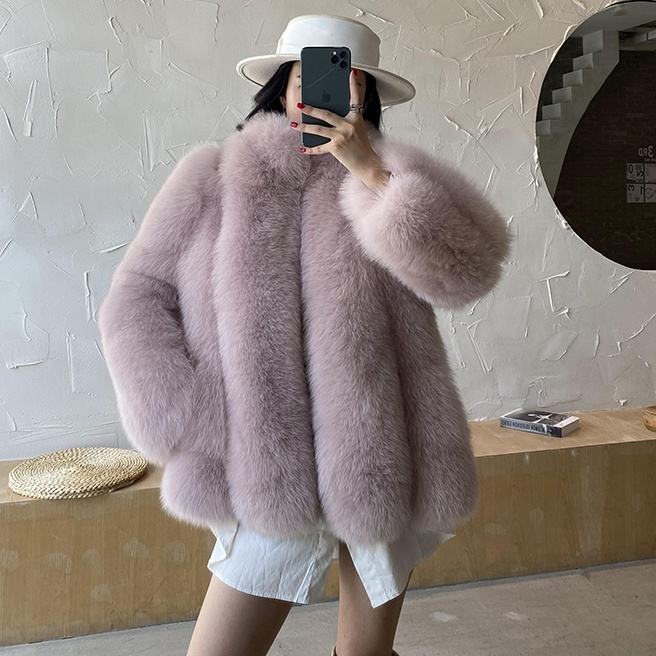Veste Fourrure Femme Manteau Renard Manteau Hiver Luxe Veste
