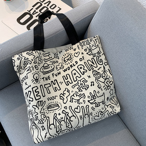 Sac fourre-tout en toile personnalisé avec logo pour femme, étudiante, sac à bandoulière simple, sac à main pour livres, grande capacité, mignon - Product Image 5