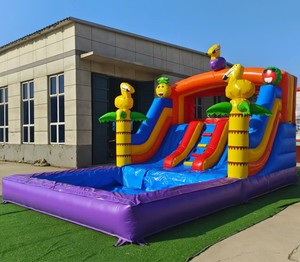 Château gonflable aquatique Flamingo avec deux toboggans et piscine à eau scellée - Product Image 3