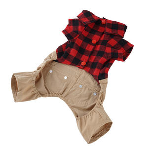 Roupas para cães pequenos, blusa xadrez vermelha, macacão cáqui, calças, roupas fofas para animais de estimação, roupas para cães pequenos, gatos, meninos e meninas, por atacado - Product Image 4