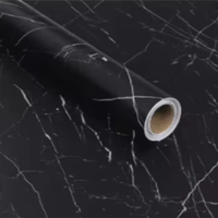 Papier peint autocollant moderne imperméable en PVC noir mat effet marbre, 122 cm x 50 m, pour chambre, hôtel, cuisine, salon