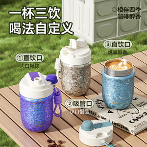 Tasse à café en titane pur Temeco avec paille, isolée, portable, légère, pour hommes et femmes, utilisation en extérieur - Product Image 1