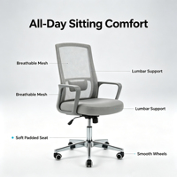 Chaise de bureau pivotante en maille moderne de haute qualité, chaise de bureau ergonomique à levage pneumatique avec accoudoirs rotatifs pour une utilisation prolongée
