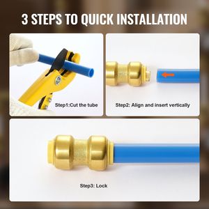 Raccords de tuyau de système d'air Push-Fit de 1/2 pouces 25 pièces coudes droits et tés pour une installation pratique - Product Image 4
