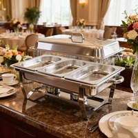 Juego de Buffet Multifuncional de Acero Inoxidable, Calentador de Comida para Buffet, Combustible de Gas, Diseño Desmontable para Restaurante