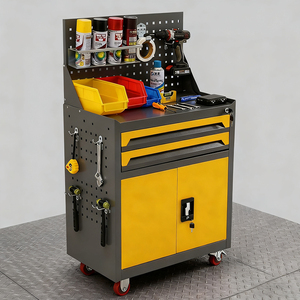Mobile Steel <strong>Tool</strong> <strong>Trolley</strong> with Keyed Lock &amp; 2 Drawers | Metal Storage Cabinet on Wheels | Versatile Commercial Utility Cart - Product Image 5