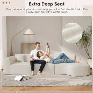 Ensemble de canapés sectionnels incurvés modernes et convertibles avec mousse haute densité et chaise longue pour appartement et hôtel - Product Image 6