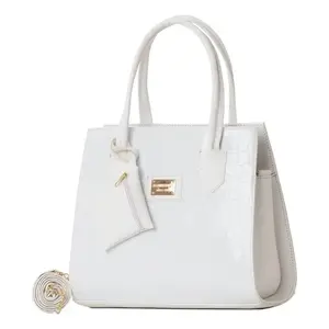 Sac fourre-tout en cuir blanc pour femme Fana Brina M3827, style décontracté à porter en bandoulière avec décoration de perles, poignée unique - Product Image 4