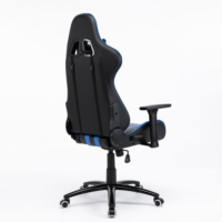 Chaise de bureau ergonomique en mousse moulée personnalisée, chaise de jeu pivotante en cuir bleu confortable