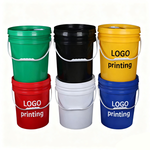 Toptan 0.5L 500ml 0.5 Quart Beyaz Mavi Plastik <span class=keywords><strong>Mini</strong></span> Kova Kapaklı ve Metal Saplı - Product Image 4