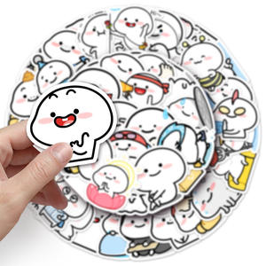 Vente en gros 50 pièces autocollants découpés pour bébé blanc mignon Emojis autocollants étiquettes d'emballage en <span class=keywords><strong>vinyle</strong></span> PVC imperméables auto-adhésives - Product Image 5