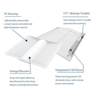 Luminaire de panneau réglable CCT LED Troffer avec panier central incurvé - Product Image 3