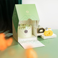 Caja de pastel de papel reciclado con impresión de logotipo personalizado, mini caja de pastel de queso con ventana transparente