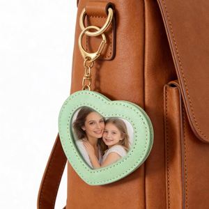Vintage Heart Photo <b>Keychain</b> Picture Insert Mini Photo Albums Keychains PU Leather Badge Holder Protective Case - Product Image 1