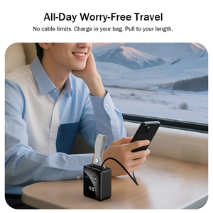 20000mAh 65W Power Bank with Retractable <b>Type</b>-<b>C</b> <b>Cable</b> 45W Input Portable <b>Charger</b> with Digital Display - Product Image 5