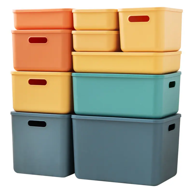 Set of 5 Plastic Home Storage Drawer Organizer Basket Bin for Cube Furniture Shelving in Office Kids Toy Storage Box With Lid