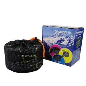 2-3 personne Ustensiles Gamelle Léger Pot Pan Bouilloire Ensemble avec 2 Tasses Fourchette Cuillère <span class=keywords><strong>Kit</strong></span> pour Randonnée En Plein Air - Product Image 6