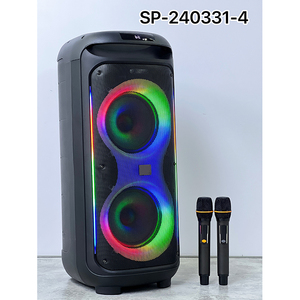 Haut-parleurs de fête en plein air à double cornes de basse de 8 pouces, 120 W de puissance crête, avec lumière colorée, double micro, karaoké familial - Product Image 6