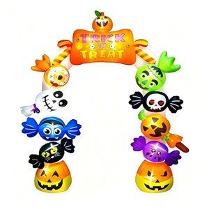 Arche gonflable de Halloween, château gonflable, décoration fantôme effrayant et citrouille, lumières LED, écran de 5m, ventilateur intégré, pour événements extérieurs et <span class=keywords><strong>jardin</strong></span> - Product Image 1
