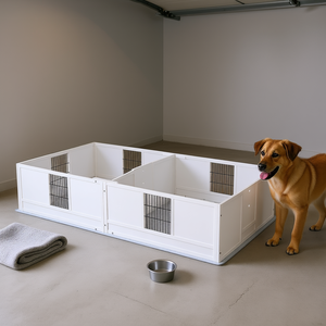 Caja de Parto para Perros Ajustable de Dos Compartimentos, 49 x 47 x 19, Plástico, para Razas Grandes, Modelo D0100X3HW86 - Product Image 2