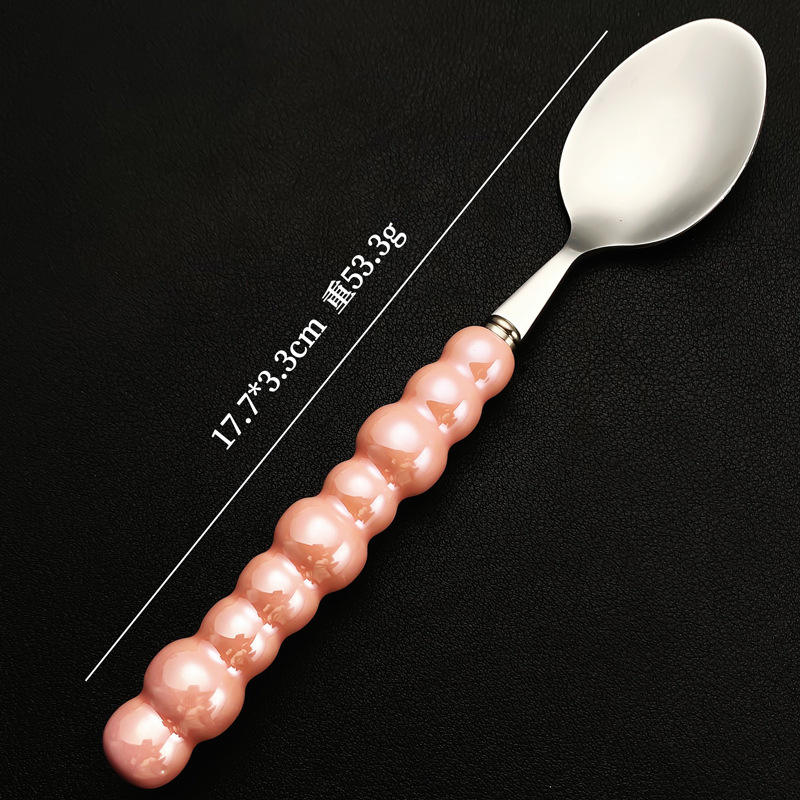 9-bead handle - Pink silver fork