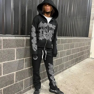 Conjunto de Sudadera con Capucha y Pantalones Deportivos Extra Grandes de Algodón 100% Pesado, Unisex, con Logotipo Bordado Personalizado y Estampado en Relieve, Ecológico - Product Image 4