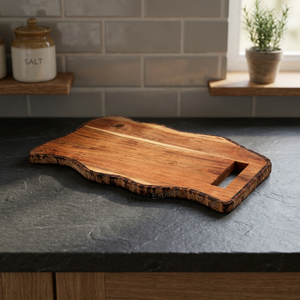 Planche à découper en bois d'acacia épaisse, écologique, avec motif floral, personnalisable, pour la cuisine, la découpe et la préparation des repas - Product Image 3