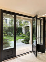 Puertas Plegables Francesas Modernas de Aluminio con Rotura de Puente Térmico de Alta Resistencia para Balcón, Jardín, Centro Comercial y Puertas Exteriores de Hotel
