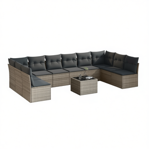 Pe Rattan Garden <b>Sofa</b> Set 8 Seater Adjustable <b>Feet</b> Outdoor Furniture Contemporary Design - Product Image 1