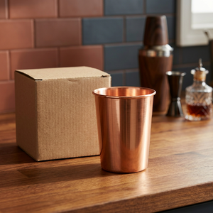 Minimalist Plain Brushed Pure <b>Copper</b> Water Bottles Set Premium Matte Finish Eco-Friendly <b>Utensils</b> 2-Piece Combo Kraft Box - Product Image 3