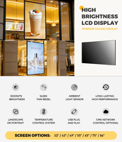 Pantalla LCD Profesional de 43 Pulgadas a Todo Color de Alto Brillo para Señalización Digital en Ventanas, Legible Bajo la Luz Solar, para Publicidad en Tiendas Minoristas