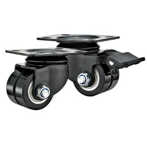 2 Zoll Oberplatten-Lenkrolle Mittelschwerlast Eisenkern Schwarzes <span class=keywords><strong>PU</strong></span> Doppelrad für Handwagen & Leichte Industrieanlagen - Product Image 1