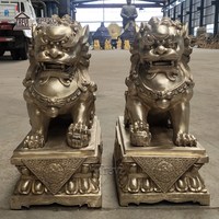 Sculpture de chien Fu chinois en bronze TREVI, taille réelle, statue de lion gardien antique en métal moulé pour la décoration d'entrée extérieure