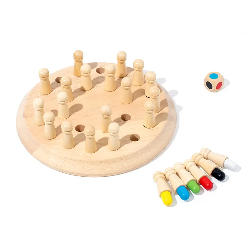 Puzzle d'éducation précoce créatif pour enfants Jouets de société en bois pour enfants 6 couleurs Mémoire d'échecs