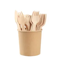 Premium biodegradables bambú respetuoso del medio ambiente cubiertos desechables personalizado naturaleza utensilios de madera conjunto de tenedores cucharas cuchillos