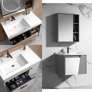 <span class=keywords><strong>Meuble</strong></span> de salle de bain suspendu mural avec vasque profonde, miroir LED et design personnalisé - Product Image 5