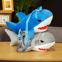 Sac à dos en peluche Requin avec ruban et tête de tigre, grand sac bandoulière pour enfants avec rembourrage en coton PP