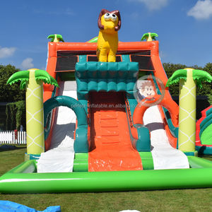 Lion & Palm Tree Inflable Playground Forest-Themed Water Slide Pool Bounce Slide & Jumper - Product Image 3