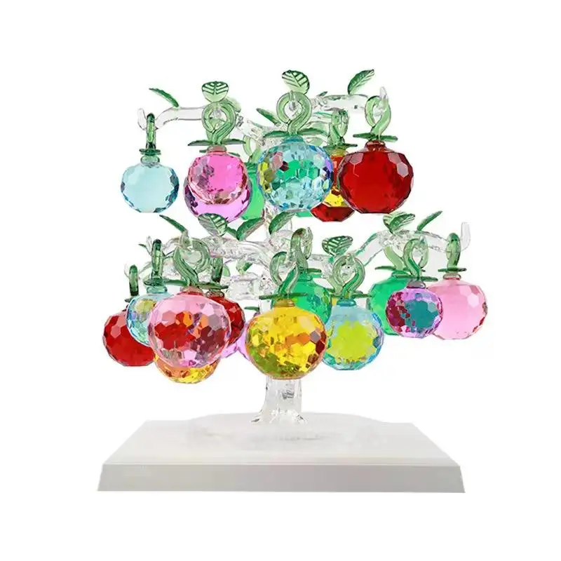 Crystal Crafted Apple Tree Jewelry Colorful Acrylic Decoration for Home Living Room Office Shopping Mall Display