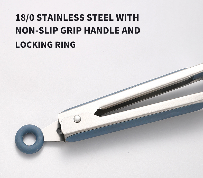 10"&12" inch stainless steel kitchen tong non slip grip tong set bbq cooking grill locking silicone food tong