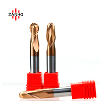 Fraise à queue sphérique en carbure à 2 dents ZANHO Precision HRC55 HRC65 pour CNC, outils de fraisage personnalisables en acier inoxydable et tungstène