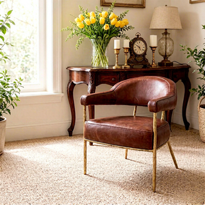 <span class=keywords><strong>Chaise</strong></span> <span class=keywords><strong>de</strong></span> <span class=keywords><strong>bar</strong></span> d'appoint luxueuse en cuir véritable marron avec structure en fer forgé, nouveau design pour les cafés haut <span class=keywords><strong>de</strong></span> gamme et les bars contemporains - Product Image 5