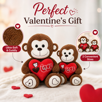 Ensemble de jouets en peluche singe personnalisés en gros, 2 tailles, animaux en peluche avec cœur LOVE, singe marron mignon pour cadeau d'enfant