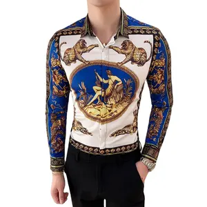 Luxury Korean Mens Shirts Casual Animal Leopard Print Male Long Sleeve Blouse High Quality Autumn Men Clothing