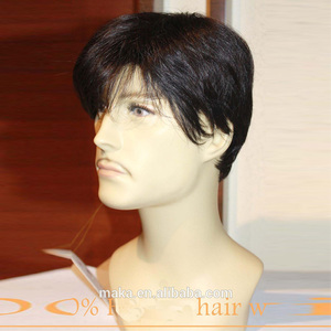 Human Hair Wig for Men 100% Brazilian Natural Human Natural Hair Short Wig for Men <strong>Toupee</strong> - Product Image 2