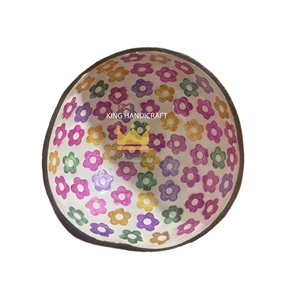 Best-selling Coconut Bowl Pearl Mosaic Inlay <b>Lacquerware</b> Modern Minimalist from Vietnam High Quality - Product Image 5