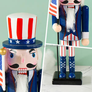 PLANTA DE PRIMAVERA 25cm Estilo americano Portador de la bandera Soldado Cascanueces-Decoración navideña Figura de madera Decoración navideña - Product Image 4