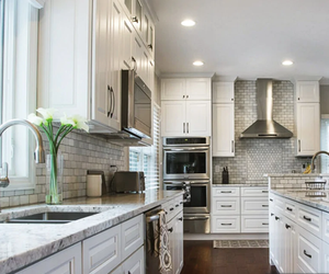 Ensemble de meubles de cuisine modernes en bois plaqué MDF blanc modulaire avec installation murale pour appartement, centre commercial, villa - Product Image 3