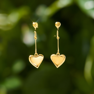 Boucles d'oreilles pendantes tendance en acier inoxydable 316L plaqué or PVD, durables et résistantes, en forme de cœur - Product Image 3
